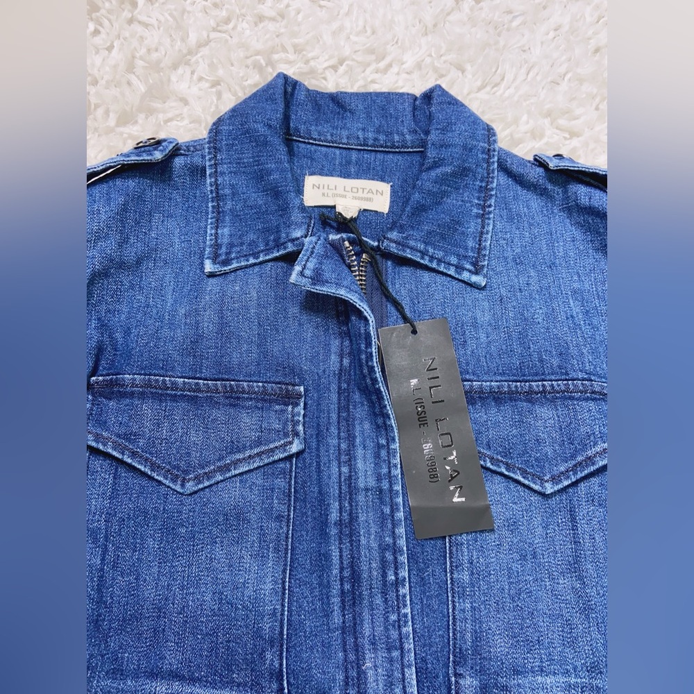 NWT $795 Nili Lotan Denim Wren Jacket - Deep Blue Wash - Picture 8 of 10